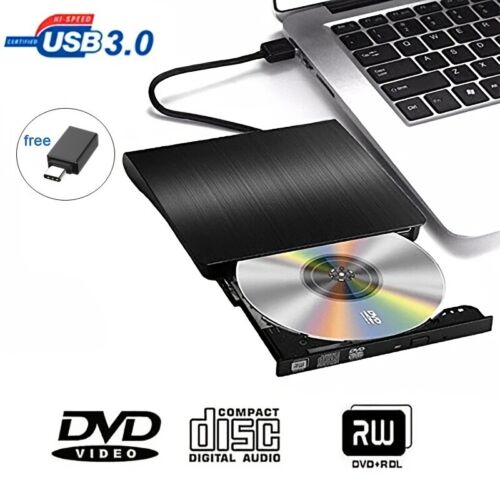 USB 3.0 CD/DVD +/-RW Drive Boost Laptop Performance Portable Multi-OS Compatible - Afbeelding 1 van 19