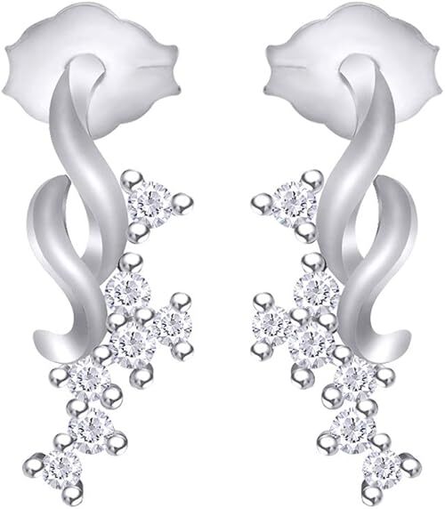 S Shape Round Cubic Zirconia Stud Earrings in 925 Sterling Silver