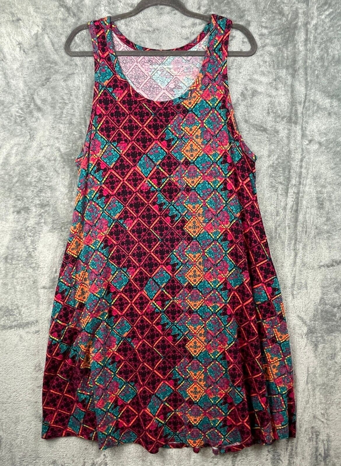 Soft Surroundings Dress Womens Large Geometric Colorful Pockets Midi Sleeveless