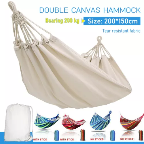 2 Person Double Camping Hammock Chair Bed Hanging Swing Outdoor Sleeping Garden
