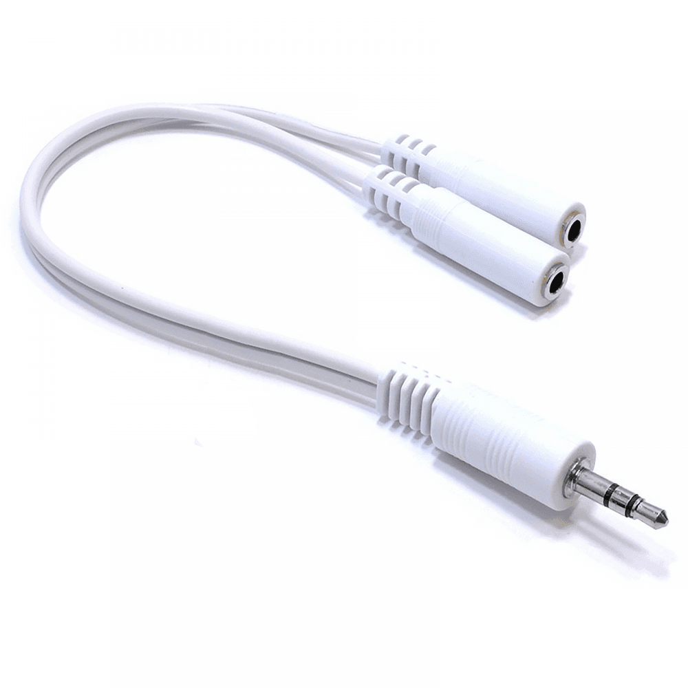 Headphone Splitter 3.5mm Jack Cable Adaptor Stereo Screened Lead Cable - White