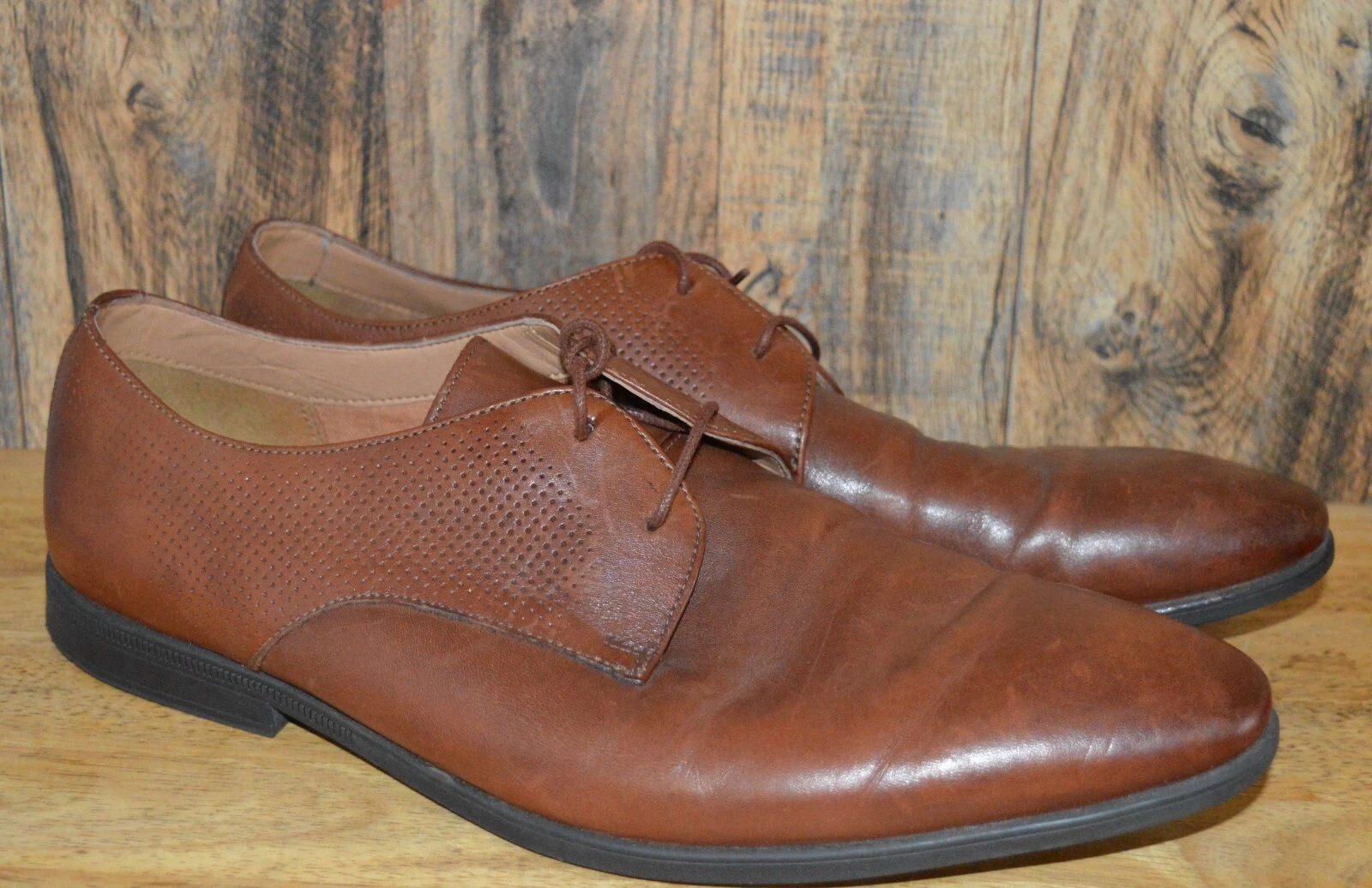 Scarpe formali Oxford Clarks stringate in pelle marrone UK8.5G EU42.5
