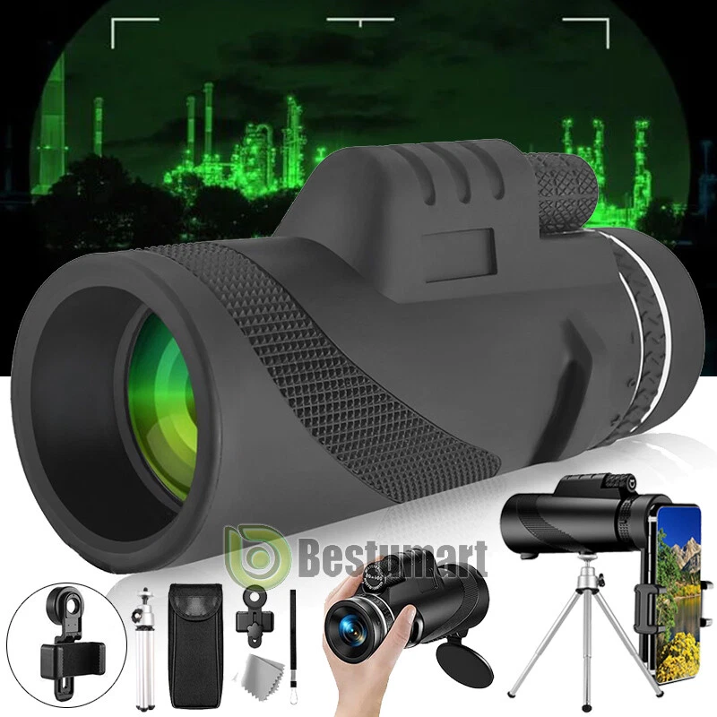 80X100 Zoom Optical HD Lens Monocular Telescope + Tripod + Clip for Cell Phone - Image 3 of 4