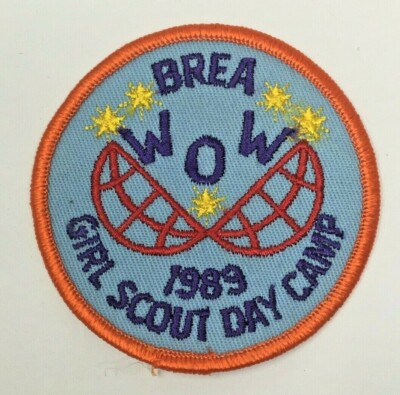 PATCH GSA Girl Scouts BREA WOW Day Camp 1989 Orange Red Purple
