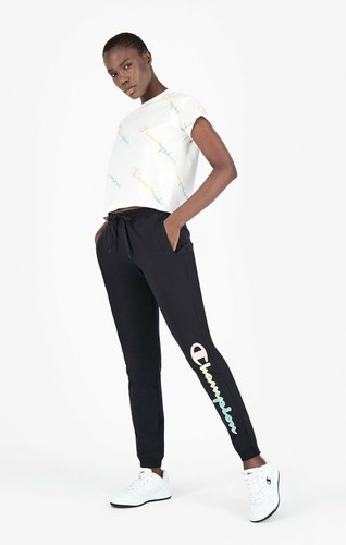 Pantalone tuta donna Champion joggers ragazza cotone nero palestra corsa jogging - Foto 5 di 6