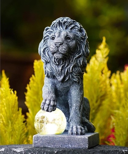 Yeomoo Solar Löwe Statue Garten Ornamente - Outdoor Figur 3,Löwe - Bild 5 von 6