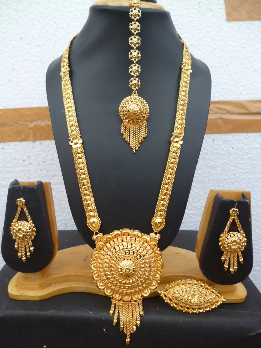 22K Gold Plated Designer Necklace Earrings Indian Wedding Jewelry Sale Price c
