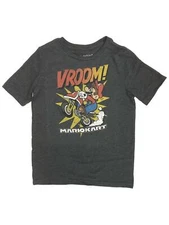 Mario Kart Boys Gray Short Sleeve Vroom Gamer Tee Shirt T-Shirt