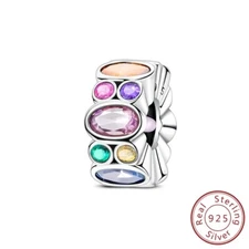 MULA 925 Sterling Silver DIY Charm Geometric Colorful Zircon For Women Bracelet