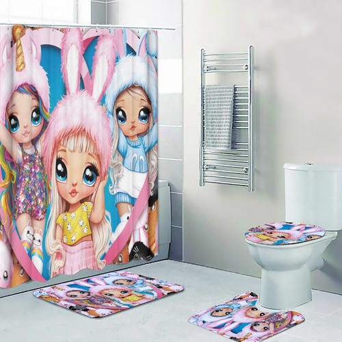Rainbow High Fashion Dolls Print Shower Curtain Bath Mat Toilet Lid Cover Mat