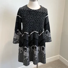 KLING {MODCLOTH} | Black White Dancing Horses Dress US M 3/4 Sleeve EU 3 A-Line