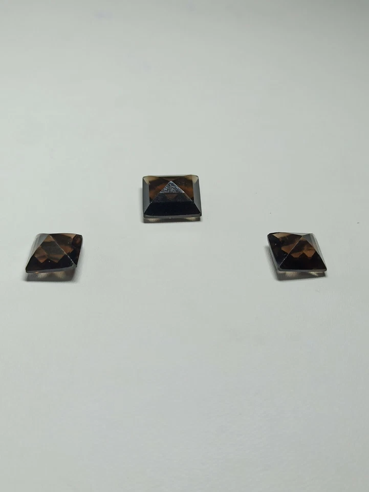 Quartz,Smoky Quartz Square Cut 3 Piece set 14.85 carats 12×12 mm & 10×10 mm size - Image 3 of 4