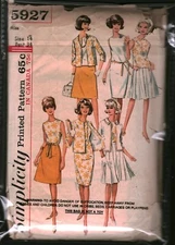 5927 Vintage Simplicity SEWING Pattern Misses 1 Piece Dress Skirt Blouse Jacket
