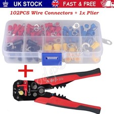102x Insulated Electrical Crimp Ring Spade Assorted Connector Wire Terminals Kit