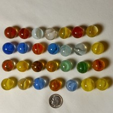 28 Vintage Cats Eye Glass Marbles Estate Lot 1