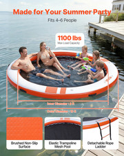 10FT Inflatable Floating Dock Platform w/ Ladder Non-Slip Water Mat Orange