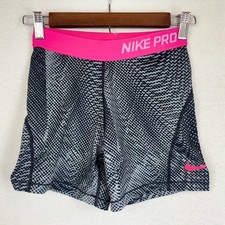 NIKE PRO Stretch Shorts Running Long Grey Pink Workout Sporty Athletic Girls XL