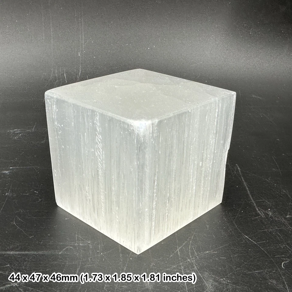 SELENITE Lupa de cristal natural en bloque de selenita ""TV"" cristal de curación espiritual RSE749