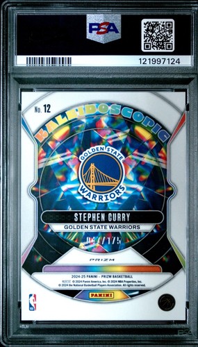 2024 PANINI PRIZM KALEIDOSCOPIC 12 STEPHEN CURRY BLUE WAVE 47/175 PSA 10 - Picture 2 of 2