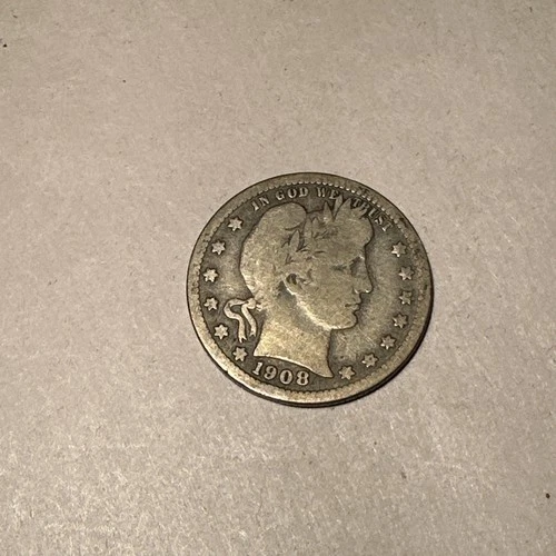 1908 P Barber Quarter - U.S. 25 cents silver coin