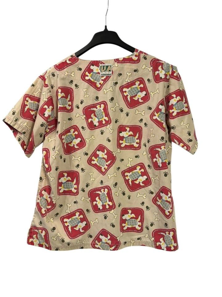 Uniform Advantage Women Scrub Top V-Neck Puppy Dogs Vet Medical Short Sleeve L - Image 4 of 4