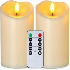 6 x3 Durable Outdoor Flameless Candles with Timer Remote - Dark Ivory Duo
