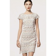 Eliza J White Scalloped Lace Eyelet Sheath Dress Womens Size 6 Glam Elegant