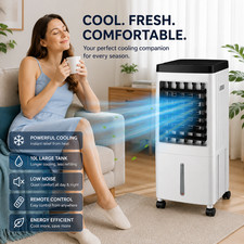 Image of 10L PORTABLE AIR COOLER FAN HUMIDIFIER 65W BEDROOM OFFICE COOLING UNIT