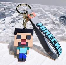 MINECRAFT STEVE 3D Soft Rubber PVC Keychain Pendant