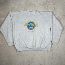 VTG Hard Rock Cafe Atlanta Sweatshirt Crewneck Neon Embroidered Unisex Size XL