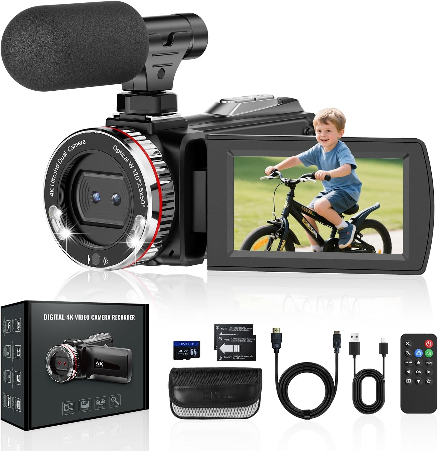 Camcorder Video Camera 4K 48MP 60FPS 21X Digital Zoom Vlogging for...