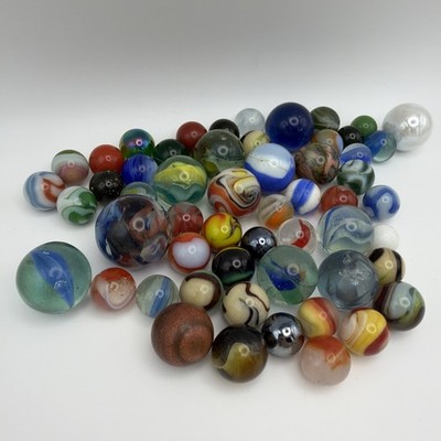 Collectible Marbles Lot Of 55 Marbles Various Colors Some Vintage Some Damaged