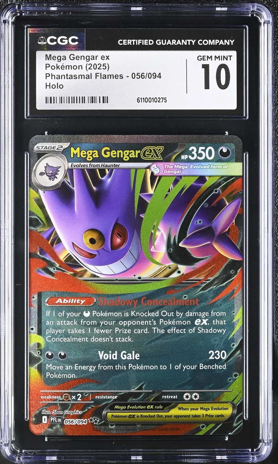 Mega Gengar ex 2025 Pokemon Phantasmal Flames #056/094 Holo CGC 10