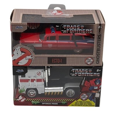 Jada Ghostbusters Transformers Ecto-1 & Optimus Prime 1:32 Scale DieCast Lot New
