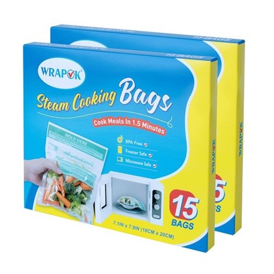 Steamer Bags 30 Pack Zip Steam Vegetable Cooking Bag for Potatoes Meat, 7.1 X...