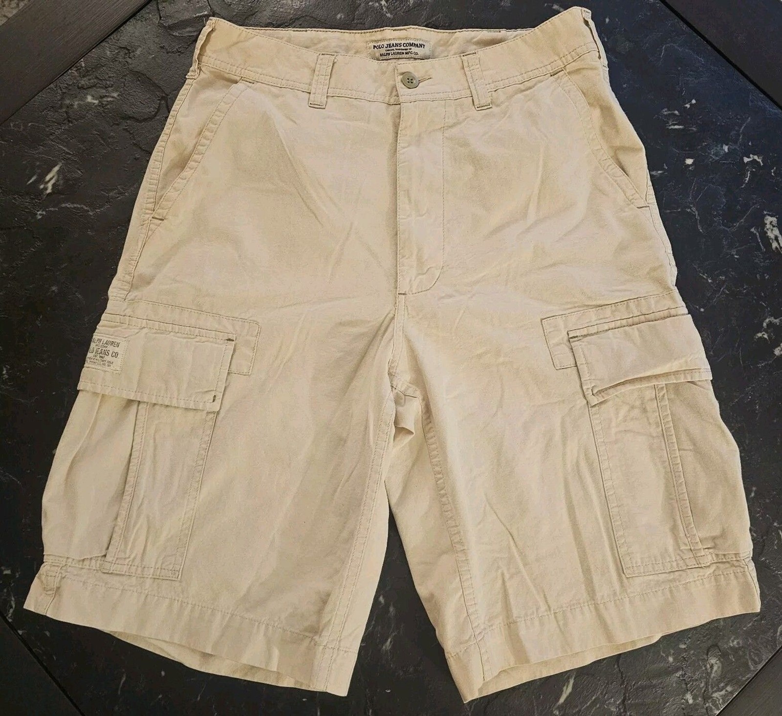 Vintage Polo Jeans Co Ralph Lauren Cargo Shorts Military Mens 30 Khaki Y2K Jorts