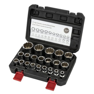 1/2'' Steckschlüssel Vielzahn Nuss Satz Außen Innen Stecknüsse 8-36mm Set 21 tlg