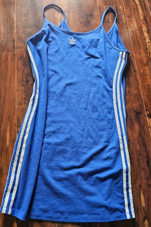 Vestido sin mangas AZUL Adidas ORIGINALS para mujer con correa de espagueti grande estilo L GD2337 Foto 4 de 4