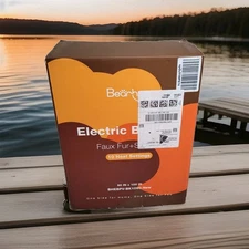 Bearhug Faux Fur Sherpa Black Electric Blanket 10 Settings 100x90 Sealed NEW