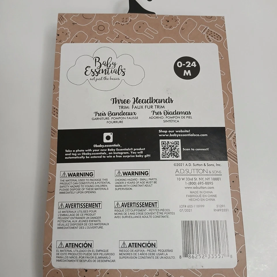 Baby Essentials 3 Christmas Headbands Infant 0-24 Months New - Image 2 of 4