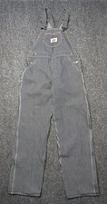 Round House Overalls Kids 10 Blue White Striped Denim Bib Pockets Made USA Train