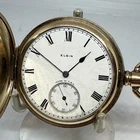 Antique Elgin Full Hunter Gold Plated Pocket Watch In Good Working Order