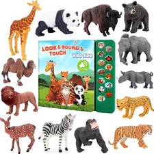 Safari Animals Figures Toys - 13 Realistic Wild Plastic Animal Figurines Ki...