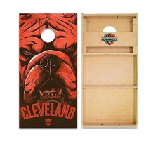 Regulation Cornhole Boards Cleveland WSOC Foldable Wood Lawn Game Set