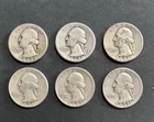 New Listing1939D 1944D 1948P 1951S 1953S 1955D Silver Washington Quarters Good Condition