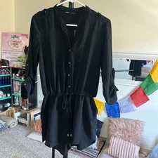 Love Culture Women’s Medium Black Long Sleeves  And Shorts Romper