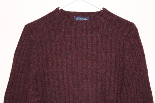 Brooks Brothers 100% Shetland Wool Sweater Burgundy Cable Knit Made UK Men MED - Picture 2 of 6