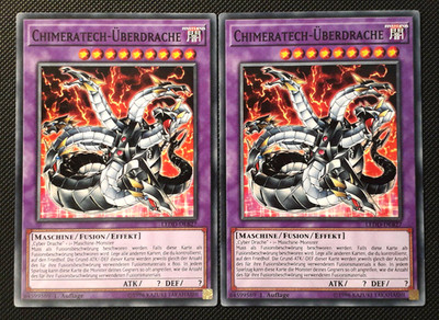 Yu-Gi-Oh! 2x Chimeratech Over Dragon, LEDU-DEB27, Common, 1st Edition, EX/GD