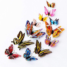 Mixed of 12PCS 3D Pink Butterfly Wall Stickers Decor Art Decorations   2 Colorf