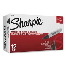 Sharpie Chisel Tip Permanent Marker, Medium Chisel Tip, Black, Dozen